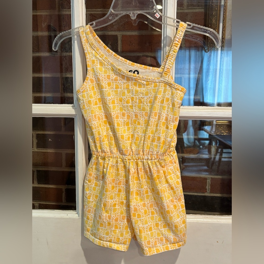 SO Yellow Geometric Kids Romper size 7